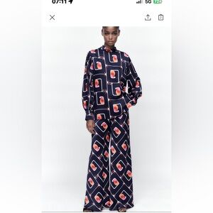 Zara wide leg satin pants size M